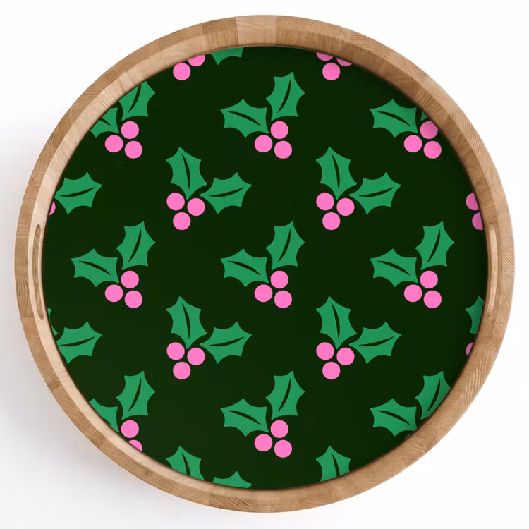Dienblad - Hulst - Groen - Roze - Kerst — 1