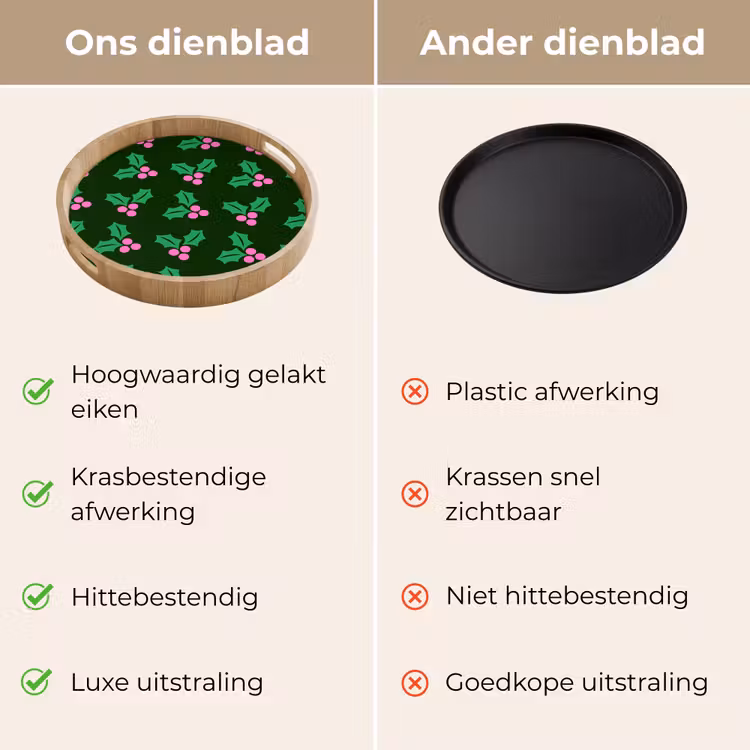 Dienblad - Hulst - Groen - Roze - Kerst — 3