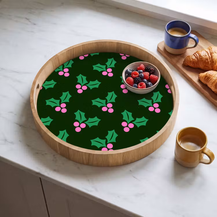 Dienblad - Hulst - Groen - Roze - Kerst — 4