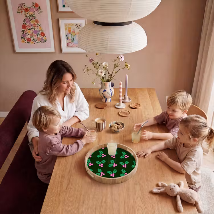 Dienblad - Hulst - Groen - Roze - Kerst — 7