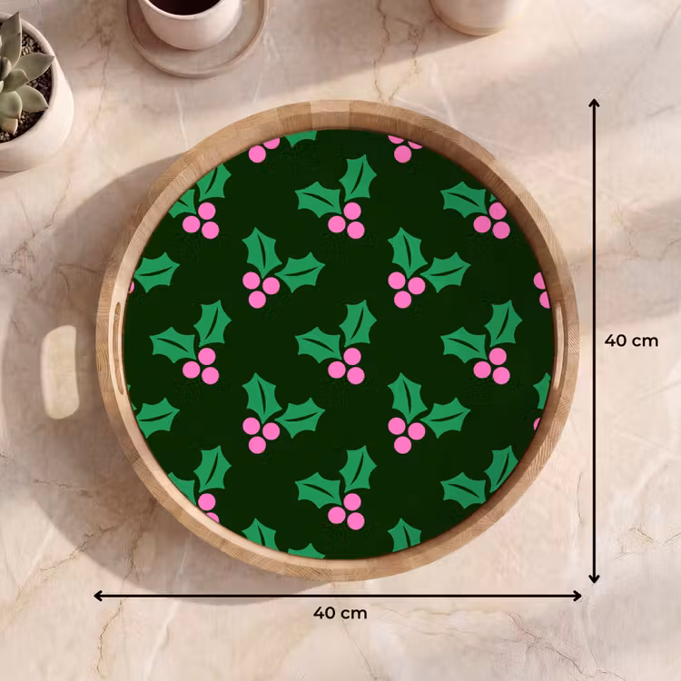 Dienblad - Hulst - Groen - Roze - Kerst — 9