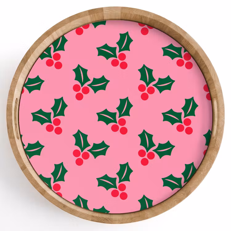 Dienblad - Hulst - Kerst - Roze — 1