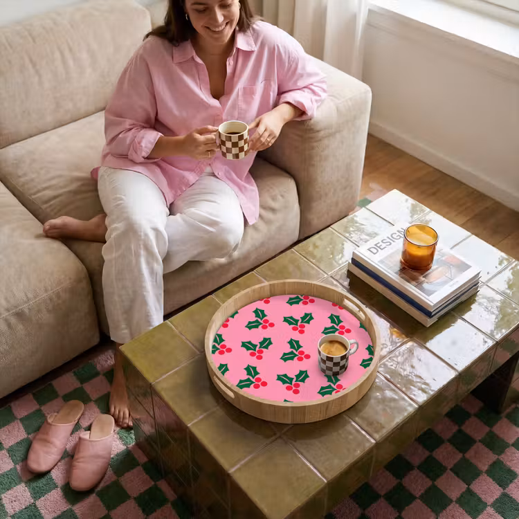 Dienblad - Hulst - Kerst - Roze — 6