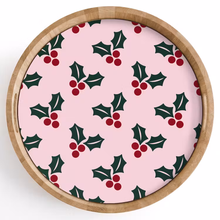 Dienblad - Kerst - Hulst - Groen - Roze — 1