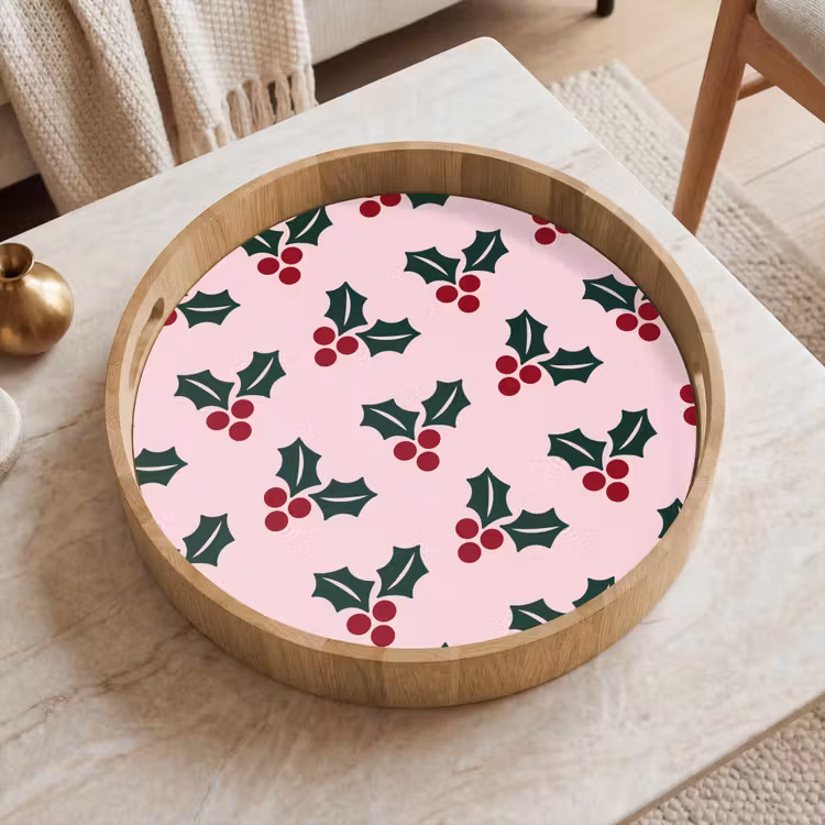Dienblad - Kerst - Hulst - Groen - Roze — 2