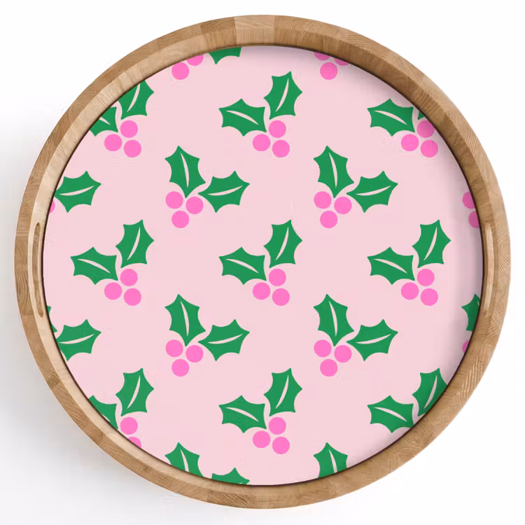Dienblad - Kerst - Hulst - Roze — 1
