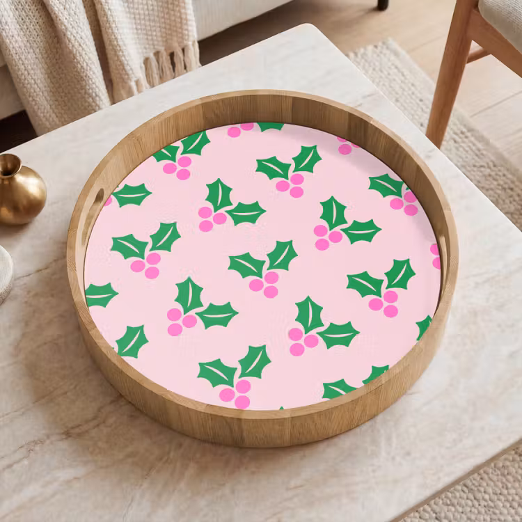 Dienblad - Kerst - Hulst - Roze — 2