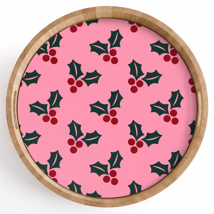 Dienblad - Roze - Kerst - Hulst — 1