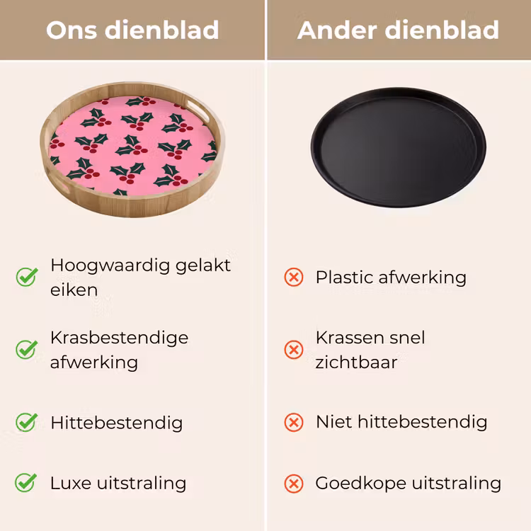 Dienblad - Roze - Kerst - Hulst — 3