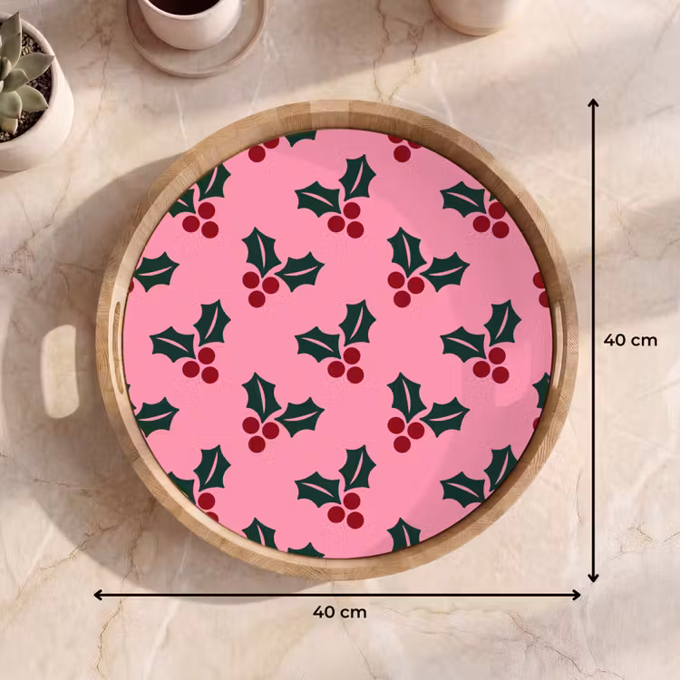 Dienblad - Roze - Kerst - Hulst — 9