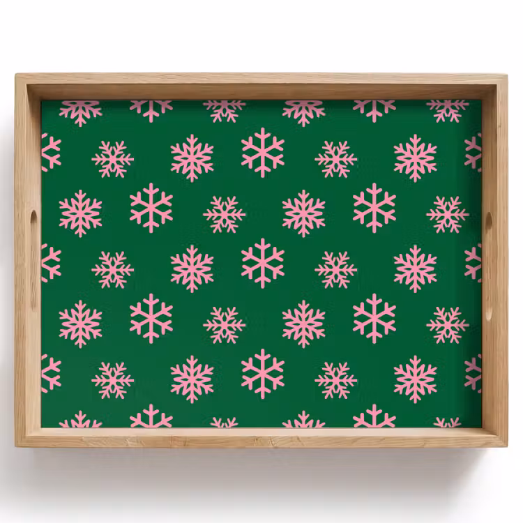 Dienblad - Sneeuwvlok - Groen - Roze - Kerst — 1