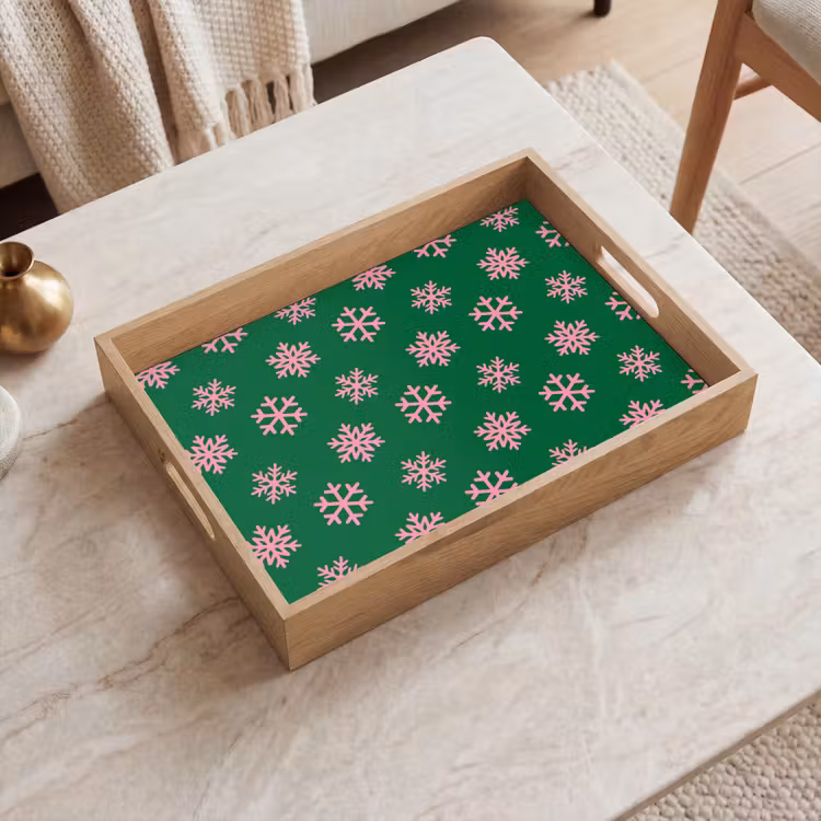 Dienblad - Sneeuwvlok - Groen - Roze - Kerst — 2