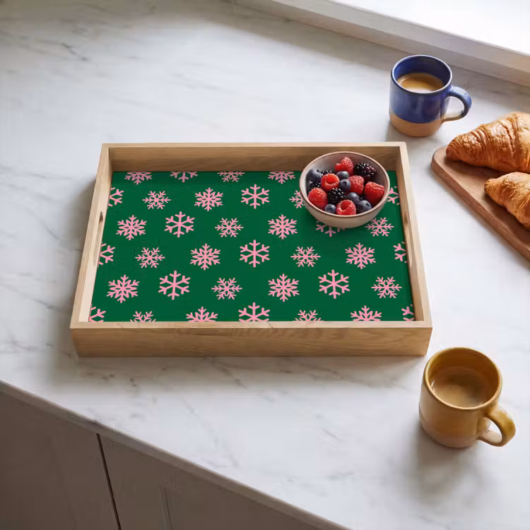 Dienblad - Sneeuwvlok - Groen - Roze - Kerst — 4