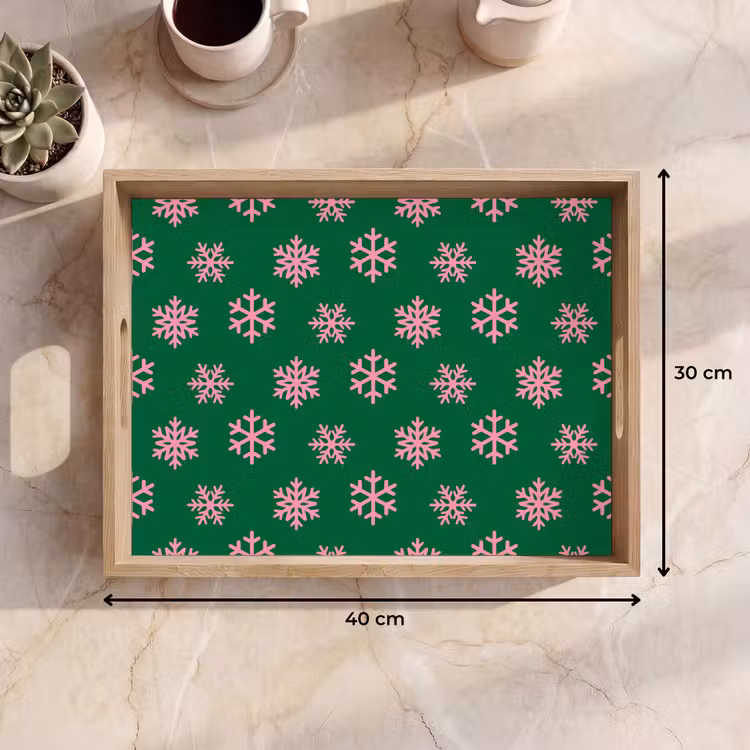 Dienblad - Sneeuwvlok - Groen - Roze - Kerst — 9