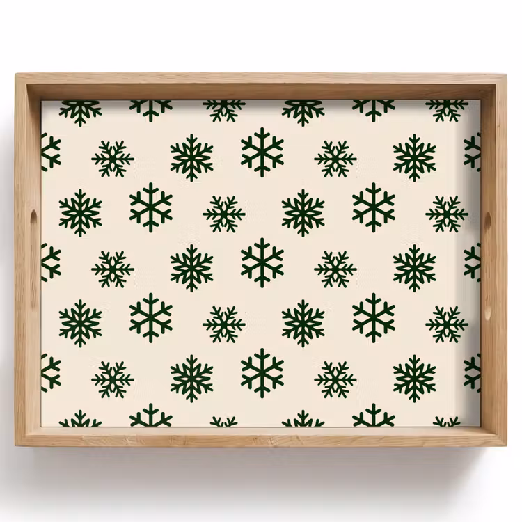 Dienblad - Sneeuwvlok - Crème - Groen - Kerst — 1