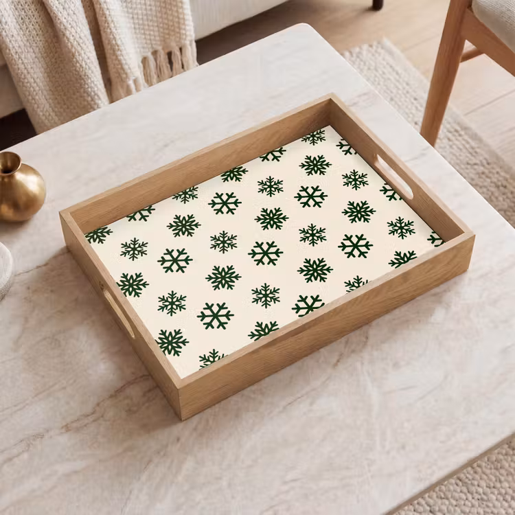Dienblad - Sneeuwvlok - Crème - Groen - Kerst — 2