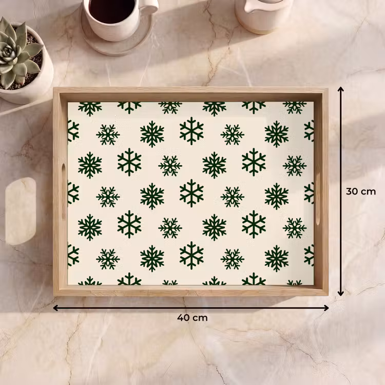 Dienblad - Sneeuwvlok - Crème - Groen - Kerst — 9