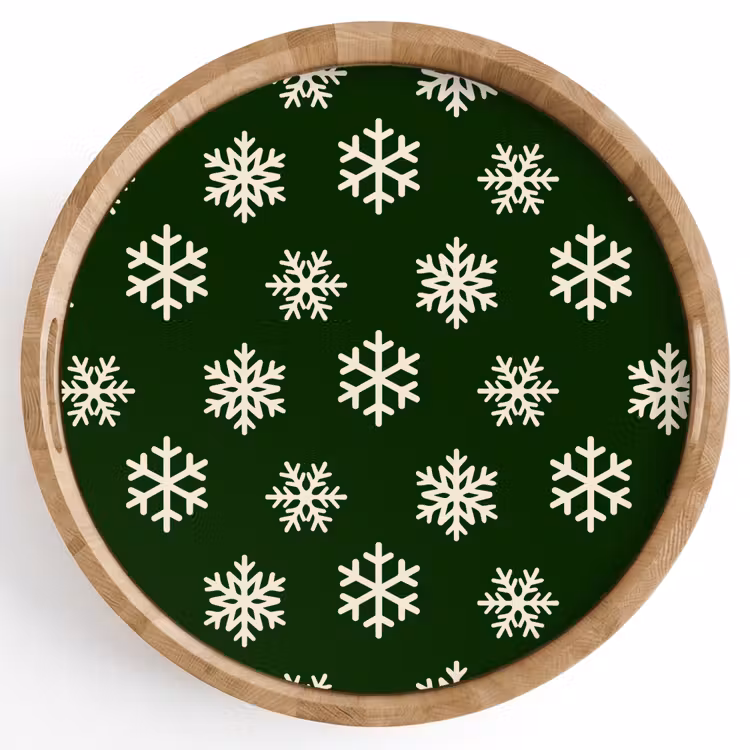 Dienblad - Sneeuwvlok - Groen - Wit - Kerst — 1