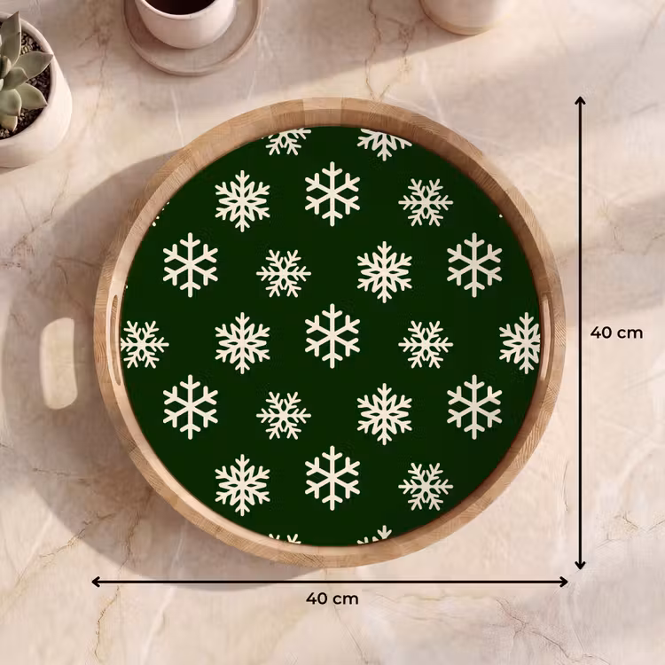 Dienblad - Sneeuwvlok - Groen - Wit - Kerst — 9