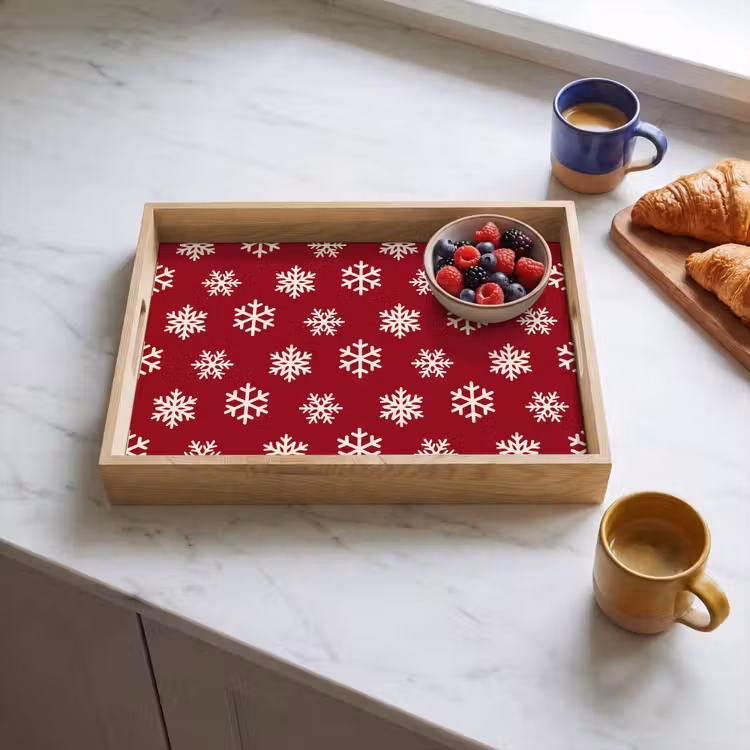 Dienblad - Sneeuwvlok - Rood - Wit - Kerst — 4