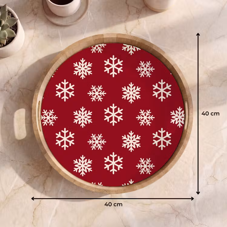 Dienblad - Sneeuwvlok - Rood - Wit - Kerst — 9
