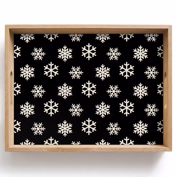 Dienblad - Sneeuwvlok - Zwart - Wit - Kerst — 1