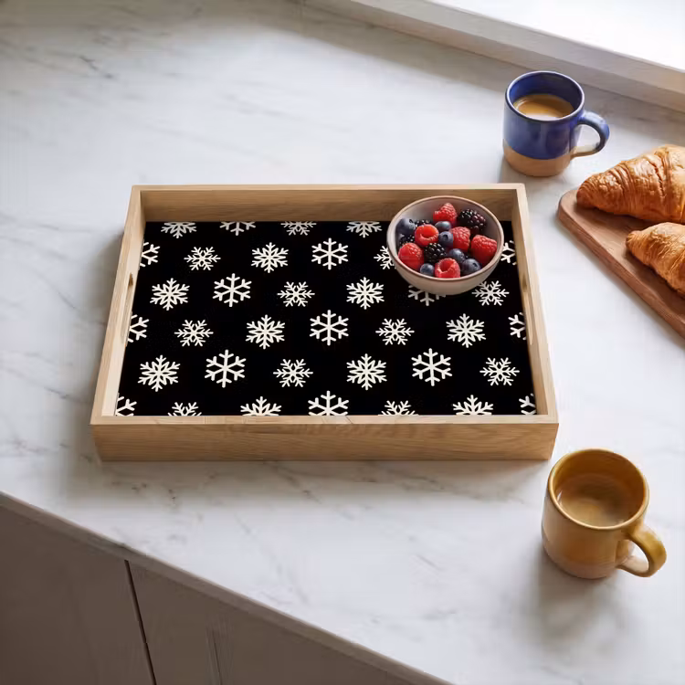 Dienblad - Sneeuwvlok - Zwart - Wit - Kerst — 4