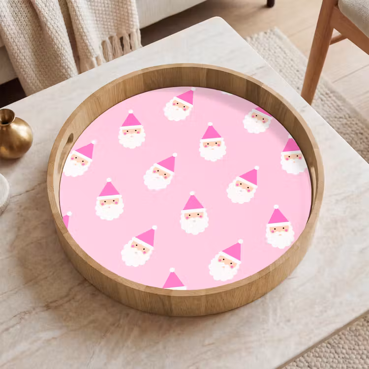 Dienblad - Kerstman - Kerst - Roze - Pastel — 2