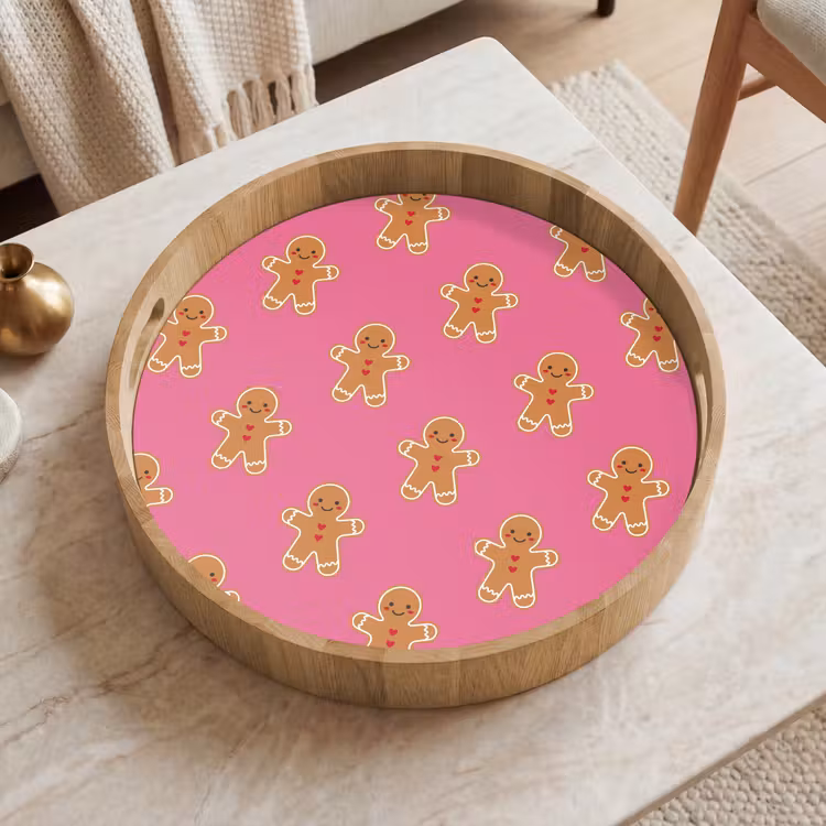 Dienblad - Peperkoek - Kerst - Roze - Bruin — 2