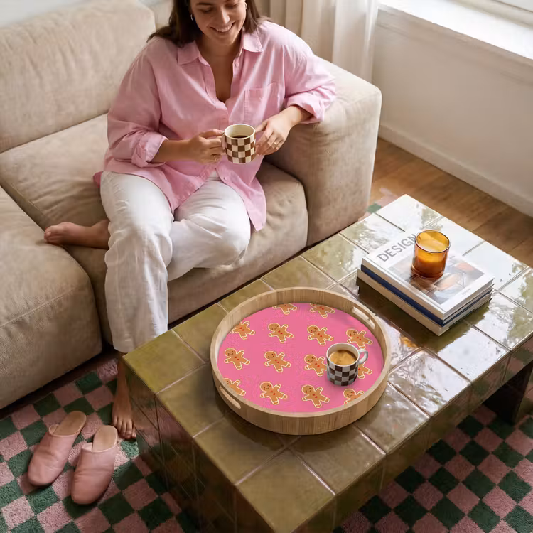 Dienblad - Peperkoek - Kerst - Roze - Bruin — 6