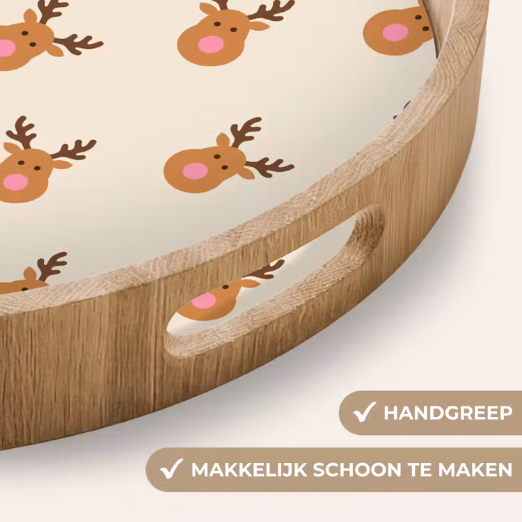 Dienblad - Rendieren - Kerst - Crème - Roze — 5