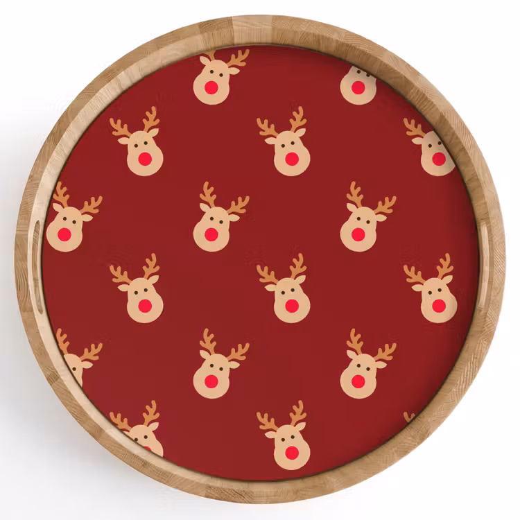 Dienblad - Rendieren - Kerst - Rood - Bruin — 1
