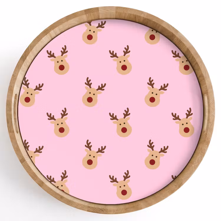 Dienblad - Rendieren - Kerst - Roze — 1