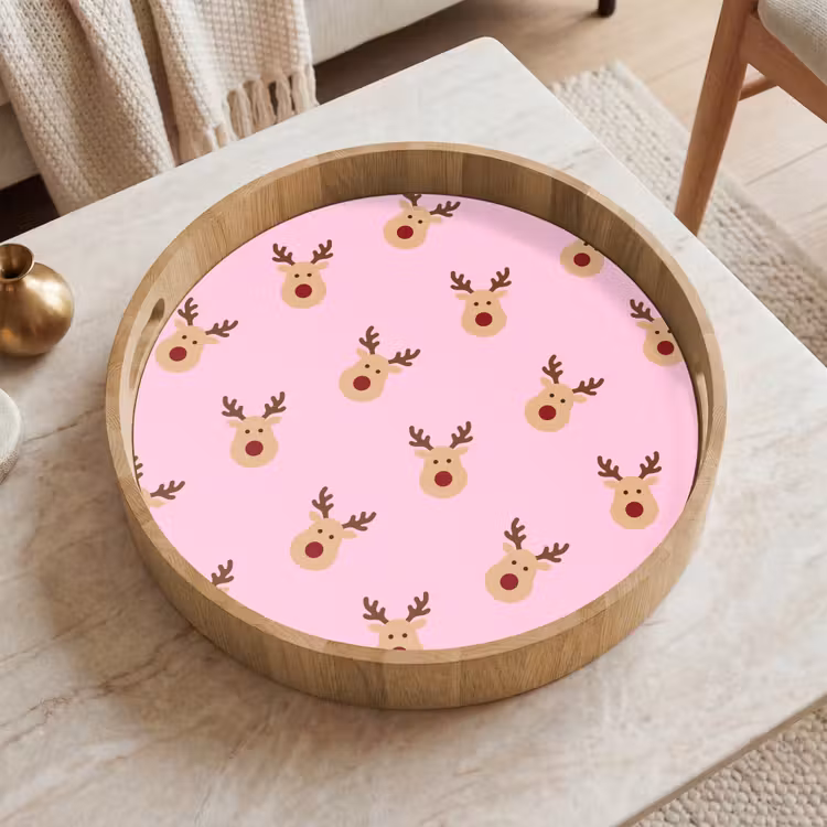 Dienblad - Rendieren - Kerst - Roze — 2