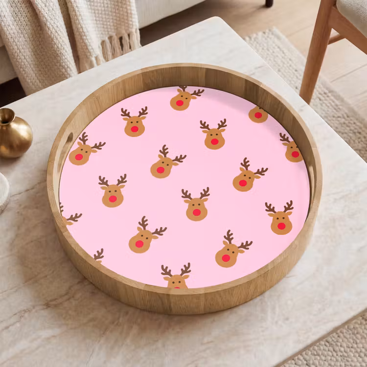 Dienblad - Rendieren - Kerst - Roze - Rood — 2