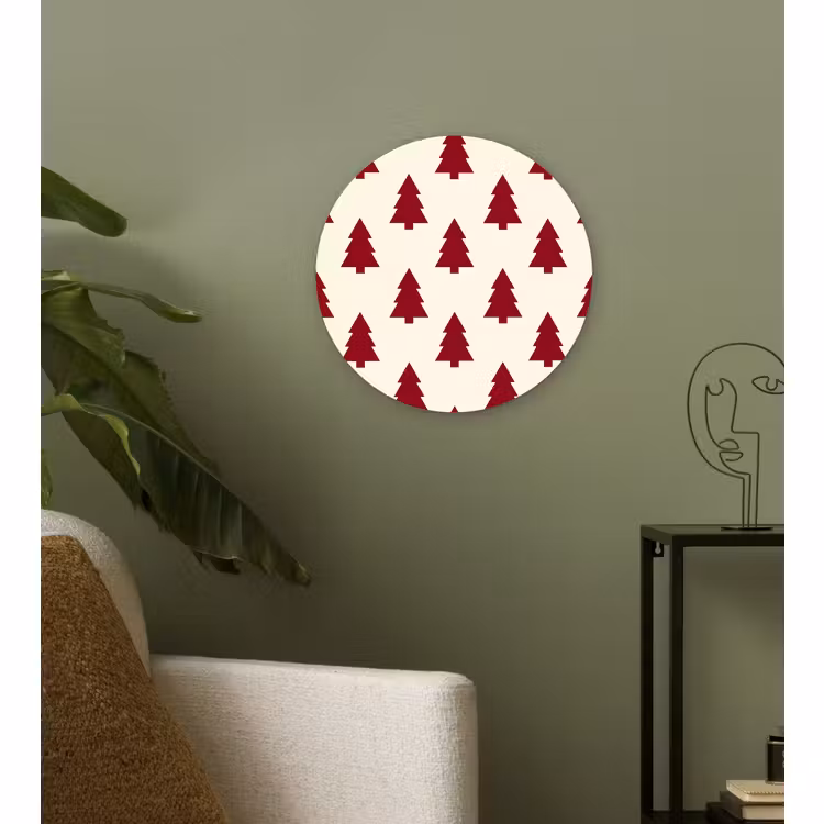 Wandcirkel - Glas - Kerstboom - Crème - Rood — 3