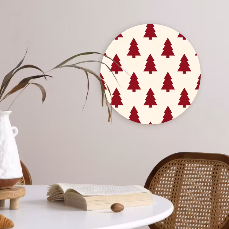 Wandcirkel - Glas - Kerstboom - Crème - Rood — 4