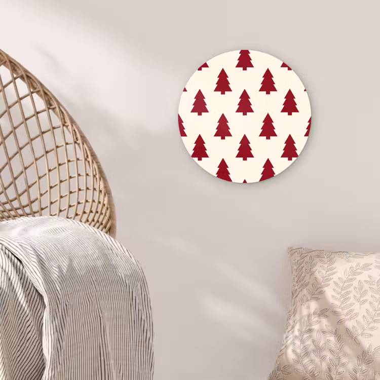 Wandcirkel - Glas - Kerstboom - Crème - Rood — 5