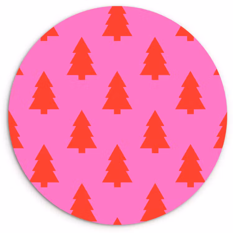 Wandcirkel - Glas - Kerstboom - Rood - Neon — 1
