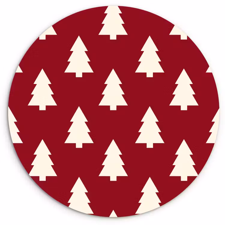 Wandcirkel - Glas - Kerstboom - Rood - Wit — 1
