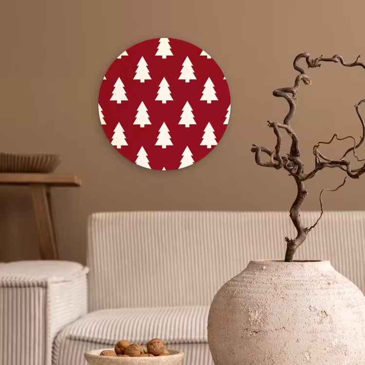 Wandcirkel - Glas - Kerstboom - Rood - Wit — 2