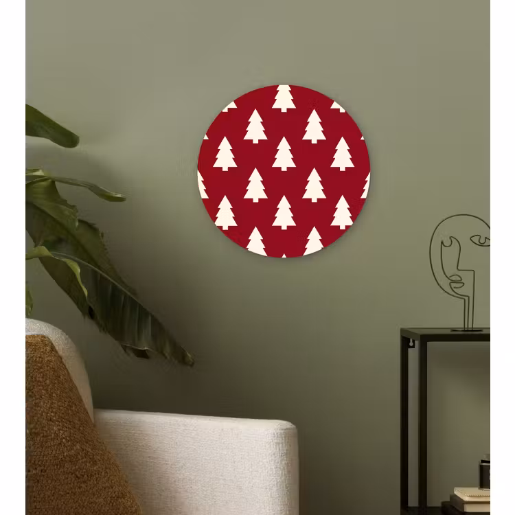 Wandcirkel - Glas - Kerstboom - Rood - Wit — 3