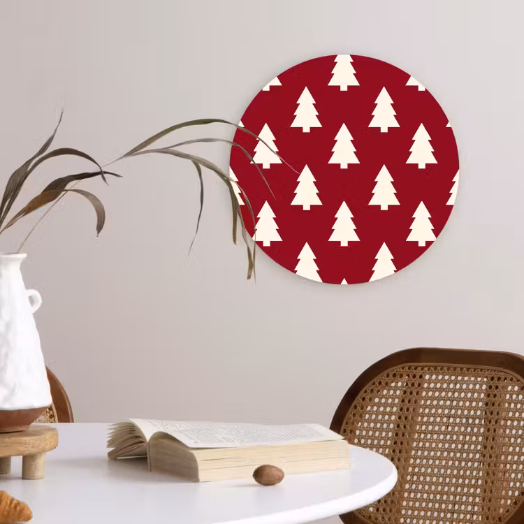 Wandcirkel - Glas - Kerstboom - Rood - Wit — 4