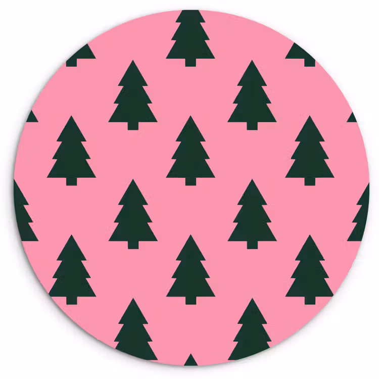 Wandcirkel - Glas - Kerstboom - Roze - Groen — 1