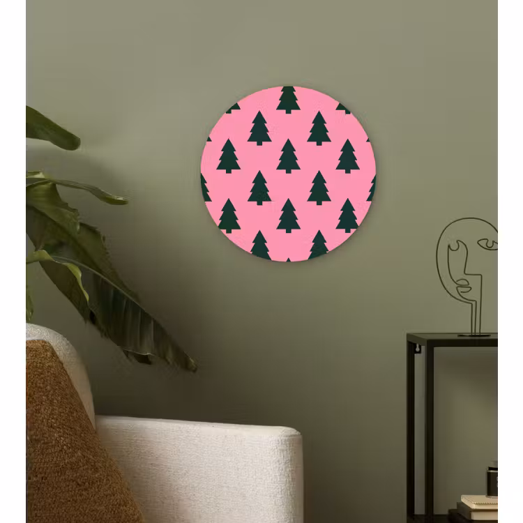 Wandcirkel - Glas - Kerstboom - Roze - Groen — 3