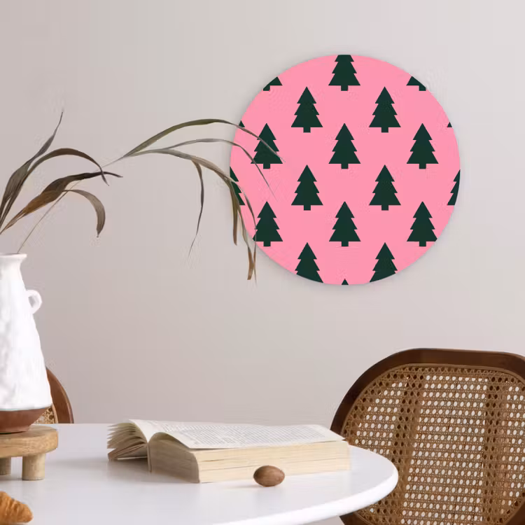 Wandcirkel - Glas - Kerstboom - Roze - Groen — 4