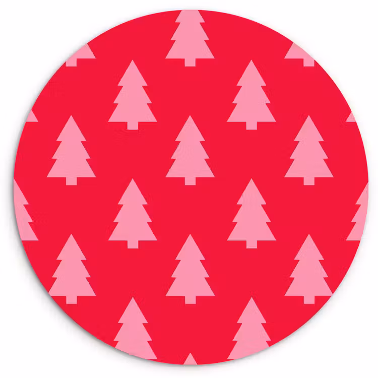 Wandcirkel - Glas - Kerstboom - Roze - Rood — 1