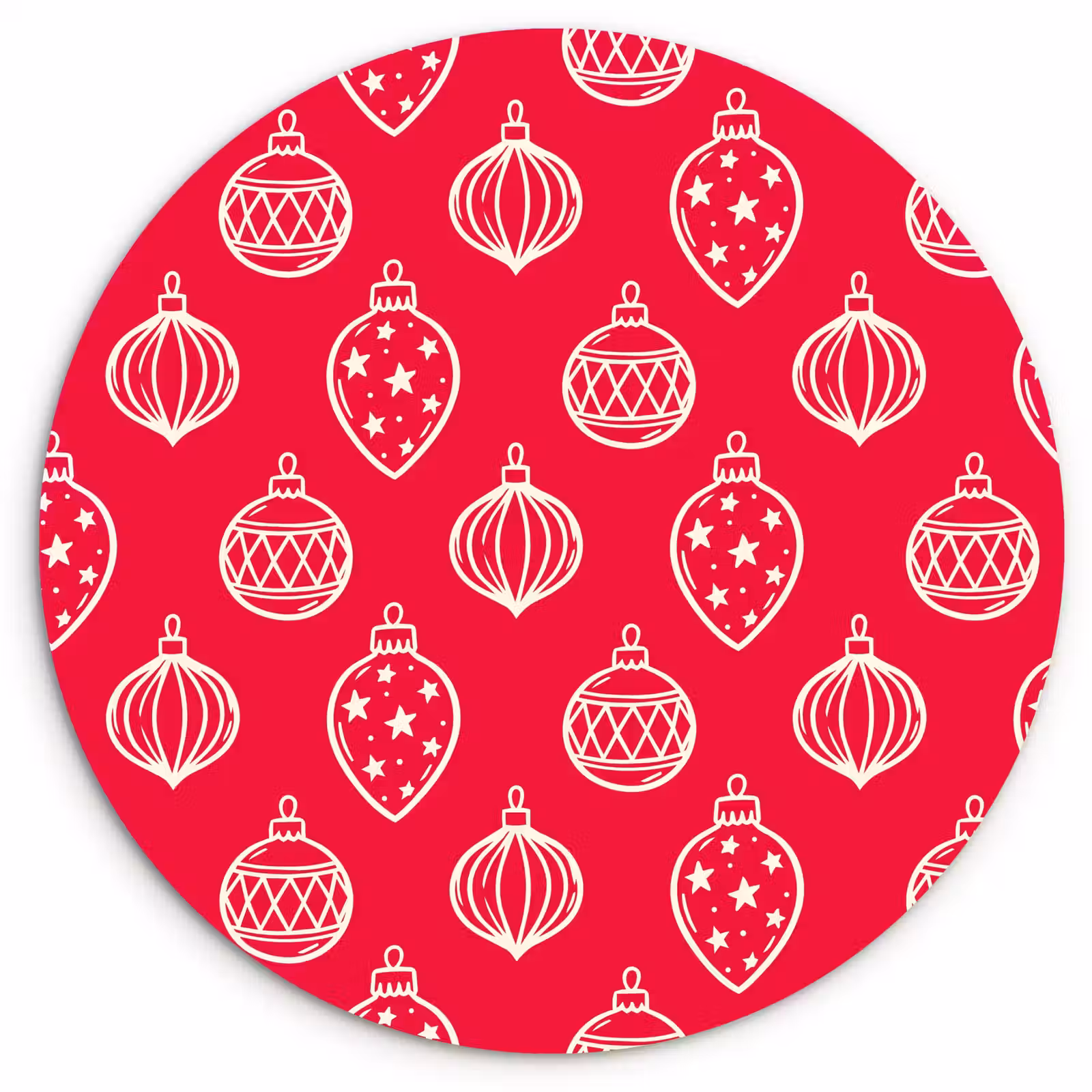 Wandcirkel - Glas - Kerstbal - Rood - Wit — 1
