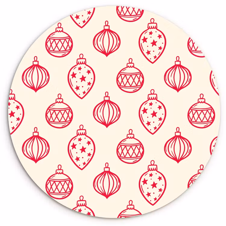 Wandcirkel - Glas - Kerstbal - Crème - Rood — 1