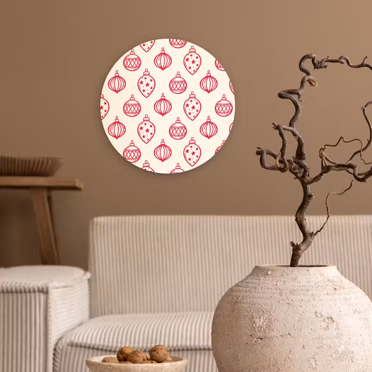 Wandcirkel - Glas - Kerstbal - Crème - Rood — 2